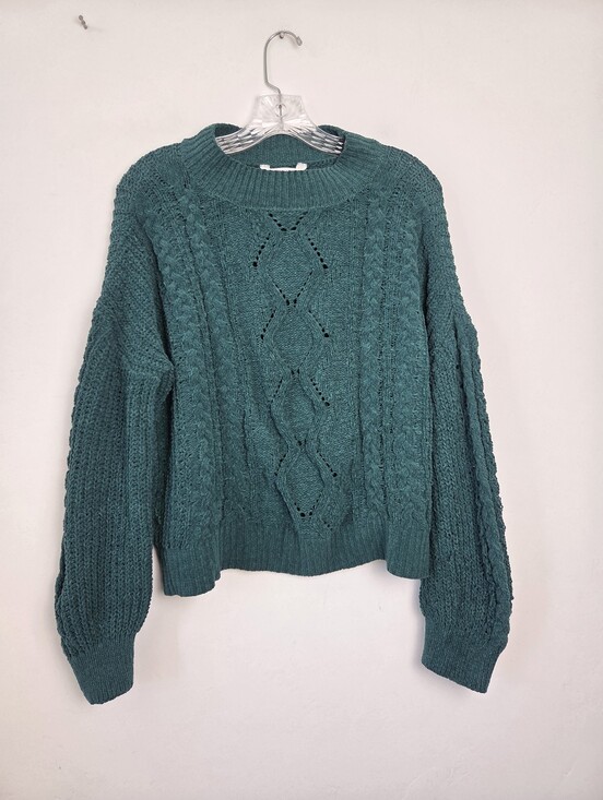 No Boundaries Sweaters - Nobo Emerald Green Chunky Cable Knit Sweater Fisherman Preppy Academia Xxl 19